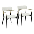 Savannah Contemporary Chair in Black Wood and Cream Fabric with Gold Accent- Set of 2 — pair view