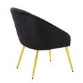 Shiraz accent chairs & seating in Gold Metal, Black Velvet, back and side view, featuring velvet design and metal design