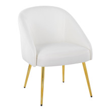 Shiraz Contemporary/Glam Chair in Gold Metal and White Velvet — product view