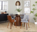 Stella accent chair in Walnut Wood, Light Grey Fabric, featuring wood design and fabric design