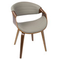 Symphony Mid-Century Modern Dining/Accent Chair in Walnut Wood and Grey Faux Leather — product view