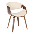 Symphony Mid-Century Modern Dining/Accent Chair in Walnut Wood and Cream Faux Leather — product view