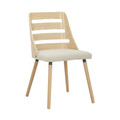 Trevi Mid-Century Modern Dining/Accent Chair in Natural Wood with Cream Fabric — product view