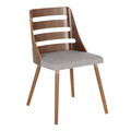 Trevi Mid-Century Modern Dining/Accent Chair in Walnut with Grey Fabric — product view