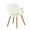 Vintage Flair Mid-Century Modern Chair in Walnut and Cream Fabric — rear three-quarter view