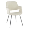 Vintage Flair dining chair in Chrome Metal, Cream Fabric, product view, featuring upholstered seat