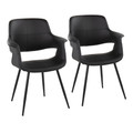Vintage Flair Glam/art Deco Accent/Dining Chair in Black Metal and Black Faux Leather- Set of 2 — pair view