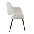 Vintage Flair dining chair in Black Metal, Cream Velvet, side view, featuring upholstered seat