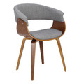 Vintage Mod Mid-Century Modern Chair in Walnut and Light Grey Fabric — product view