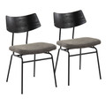 Walker Mid-Century Modern Chair in Black Metal, Dark Grey Faux Leather, and Black Wood- Set of 2 — pair view