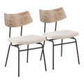 Walker Mid-Century Modern Chair in Brown Metal, Cream Noise Fabric and Whitewashed Wood- Set of 2 — pair view