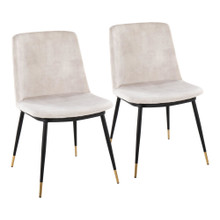 Wanda Contemporary Chair in Black Metal and Beige Velvet with Gold Metal Accents- Set of 2 — pair view