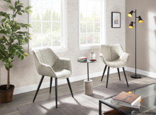 Wrangler accent chair in Black Metal, Light Grey Cowboy Fabric