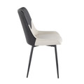 Wayne accent chairs & seating in Black Metal, Cream Fabric, Black PU, side view, featuring upholstered seat