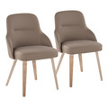 York Upholstered Contemporary Chair in Whitewashed Wood and Brown Faux Leather- Set of 2 — pair view