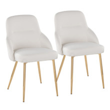 York Upholstered Contemporary Chair in Gold Metal and White Faux Leather- Set of 2 — pair view