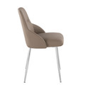 York accent chairs & seating in Chrome Metal, Brown PU, side view, featuring faux leather design and leather design
