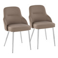 York Upholstered Contemporary Chair in Chrome Metal and Brown Faux Leather- Set of 2 — pair view