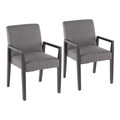 Carmen Contemporary Arm Chair in Black Wood and Grey Fabric- Set of 2 — pair view