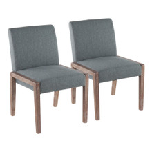 Carmen Contemporary Chair in Whitewashed Wood and Teal Fabric- Set of 2 — pair view