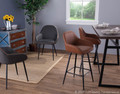 Clubhouse accent chair in Black Metal, Grey PU, Orange Zig Zag Stitching, lifestyle room setting