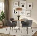 Daniella dining chair in Black Metal, Charcoal Fabric