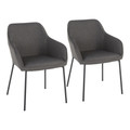 Daniella Contemporary Dining Chair in Black Metal and Charcoal Fabric- Set of 2 — pair view