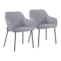Daniella Contemporary Dining Chair in Black Metal and Grey Fabric- Set of 2 — pair view