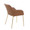 Daniella dining chair in Gold Steel, Camel PU, back and side view, featuring upholstered seat