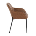Daniella dining chair in Black Steel, Camel PU, side view, featuring upholstered seat