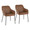 Daniella Contemporary Dining Chair in Black Steel and Camel Faux Leather- Set of 2 — pair view
