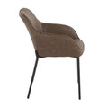 Daniella dining chair in Black Steel, Espresso PU, side view, featuring upholstered seat
