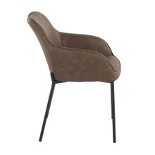 Daniella dining chair in Black Steel, Espresso PU, side view, featuring upholstered seat