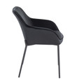 Daniella dining chair in Black Steel, Black Velvet, side view, featuring upholstered seat