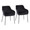 Daniella dining chair in Black Steel, Black Velvet, coordinated set view, featuring upholstered seat