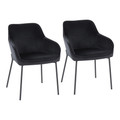 Daniella Contemporary Dining Chair in Black Steel and Black Velvet- Set of 2 — pair view