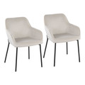 Daniella Contemporary Dining Chair in Black Steel and Cream Velvet- Set of 2 — pair view