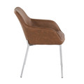 Daniella dining chair in Chrome Steel, Camel PU, side view, featuring upholstered seat