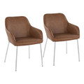 Daniella Contemporary Dining Chair in Chrome Steel and Camel Faux Leather- Set of 2 — pair view