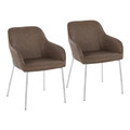 Daniella Contemporary Dining Chair in Chrome Steel and Espresso Faux Leather- Set of 2 — pair view