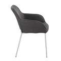 Daniella dining chair in Chrome Metal, Charcoal Fabric, side view, featuring upholstered seat