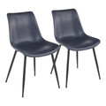 Durango Contemporary Dining Chair in Black with Vintage Blue Faux Leather- Set of 2 — pair view