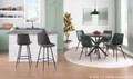 Durango dining chair in Black Metal, Green PU, Orange Zig Zag Stitching