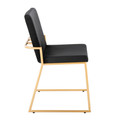 Dutchess dining chair in Gold Steel, Black Velvet, side view, featuring upholstered seat