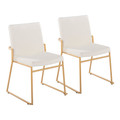 Dutchess Contemporary Dining Chair in Gold Steel and Cream Velvet- Set of 2 — pair view