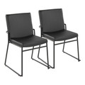 Dutchess Contemporary Dining Chair in Black Metal and Black Faux Leather- Set of 2 — pair view