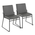 Dutchess Contemporary Dining Chair in Black Metal and Grey Faux Leather- Set of 2 — pair view