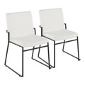 Dutchess Contemporary Dining Chair in Black Metal and White Faux Leather- Set of 2 — pair view