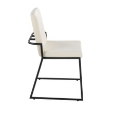 Dutchess dining chair in Black Metal, Cream Velvet, side view, featuring velvet design and metal design