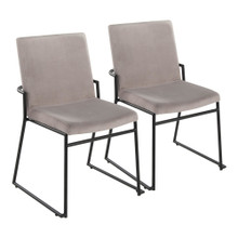 Dutchess Contemporary Dining Chair in Black Metal and Silver Velvet- Set of 2 — pair view